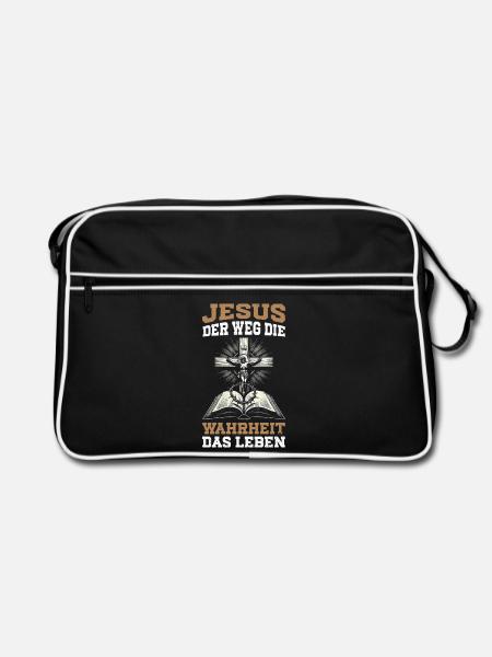 Jésus Le Chemin, la Vérité, La Vie Chrétienne - Sac Retro - noir/blanc - Devant