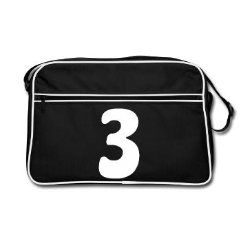 Trois : Chiffre minimaliste 3 | Troisième parti - Sac Retro - noir/blanc - Devant