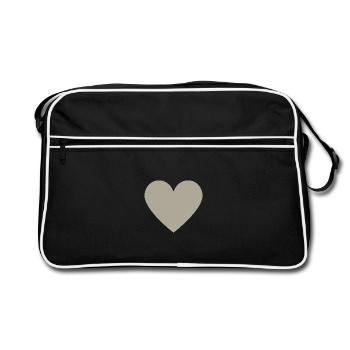 Beige/Greiges/Taupe Heart Minimal Design - Retro Bag - black/white - Front
