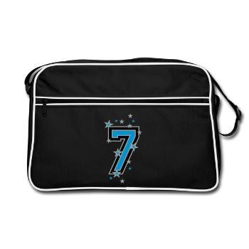 The number seven 7 with stars - Retro Bag - black/white - Front