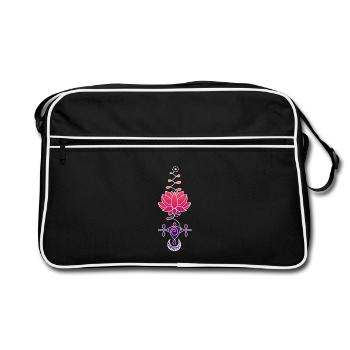 Symbole de Fleur de Lotus Éthérée - Sac Retro - noir/blanc - Devant