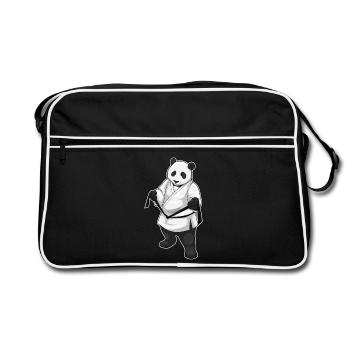 Panda Karate Kampfsport - Retro Tasche - Schwarz/Weiß - Vorne