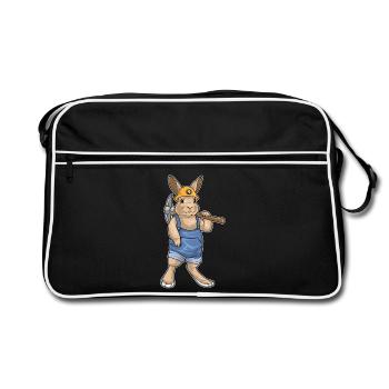 Hase Bergarbeiter Spitzhacke Bergbau - Retro Tasche - Schwarz/Weiß - Vorne