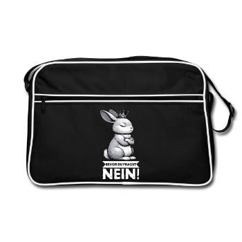 Bevor Du Fragst Nein Kaninchen Hase Hasen langohr  - Retro Tasche - Schwarz/Weiß - Vorne