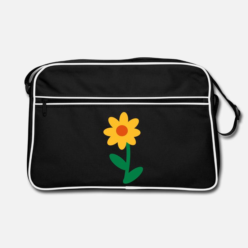 Blume - Retro Tasche - Schwarz/Weiß