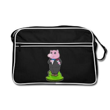 Mariage en costume de marié cochon - Sac Retro - noir/blanc - Devant