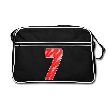Number Seven - Number 7 Number Red - Retro Bag - black/white - Front