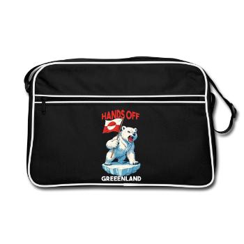 Hands Off Greenland - Retro Tasche - Schwarz/Weiß - Vorne