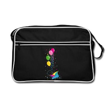 Karneval Fastnacht Narrenkappe Luftballon Fasching - Retro Tasche - Schwarz/Weiß - Vorne