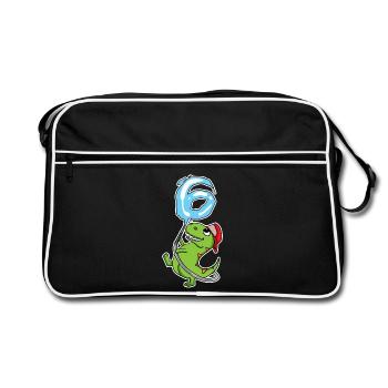 6th Birthday Dinosaur - Retro Bag - black/white - Front