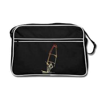 Windsurfer Sketch Vintage - Retro Bag - black/white - Front