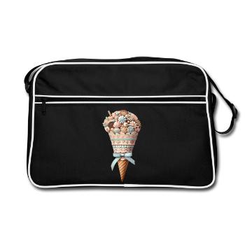 Un cornet de glace rempli de délices sucrés - Sac Retro - noir/blanc - Devant