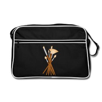Set de pinceaux d’artiste de différentes formes - Sac Retro - noir/blanc - Devant