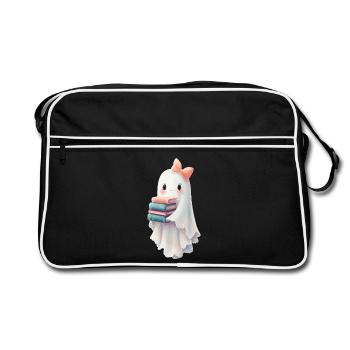 Geist Halloween Bücher - Retro Tasche - Schwarz/Weiß - Vorne