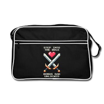 Bonus Dad Unlocked | Stepdad Patchwork - Retro Bag - black/white - Front