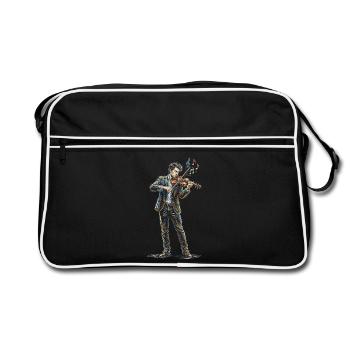 Männlicher Geiger spielt Geigenzeichnung Kunst - Retro Tasche - Schwarz/Weiß - Vorne