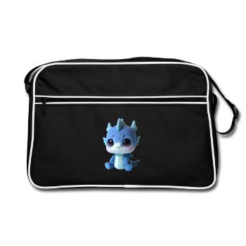Cute Dragon Plush Charm - Retro Bag - black/white - Front