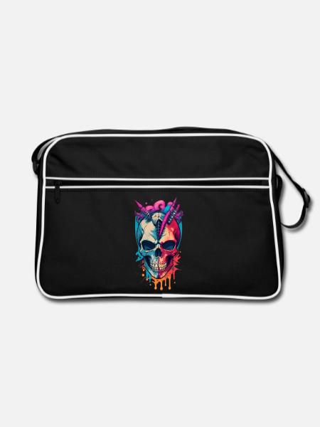 Totenkopf - Retro Tasche - Schwarz/Weiß