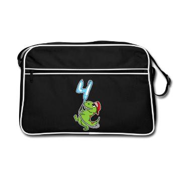 4e anniversaire dinosaure - Sac Retro - noir/blanc - Devant