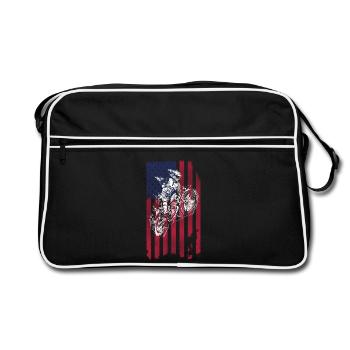 Dirt Biking USA Flag  - Retro Bag - black/white - Front