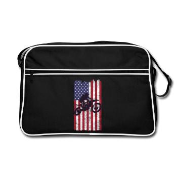 Dirt Biking USA Flag  - Retro Bag - black/white - Front