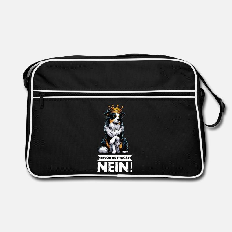 Bevor Du Fragst Australian Shepherd Aussie Aussie - Retro Tasche - Schwarz/Weiß