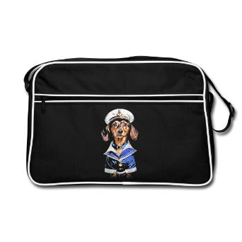 Seemann-Dackel - Retro Tasche - Schwarz/Weiß - Vorne