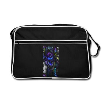 Reaper Neon-Holografieschädel – Halloween - Retro Tasche - Schwarz/Weiß - Vorne