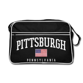 Pittsburgh Arc with Flag - Retro Bag - black/white - Front