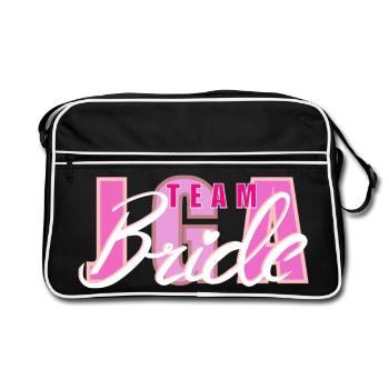 Team Bride Herz Logo Design - Retro Tasche - Schwarz/Weiß - Vorne