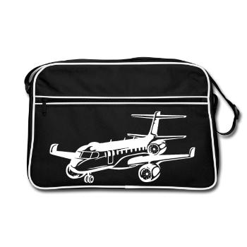 Airplane Drawing - Retro Bag - black/white - Front