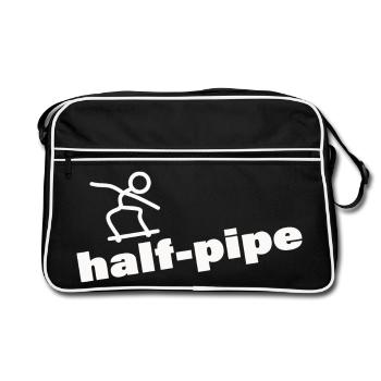 HALF-PIPE - Retro Bag - black/white - Front