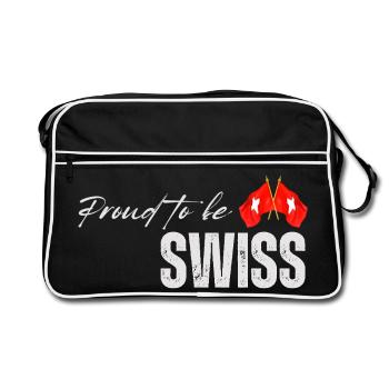 Stolzer Schweizer, ich liebe die Schweiz - Retro Tasche - Schwarz/Weiß - Vorne