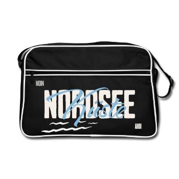 Nordsee - Küste - Retro Tasche - Schwarz/Weiß - Vorne