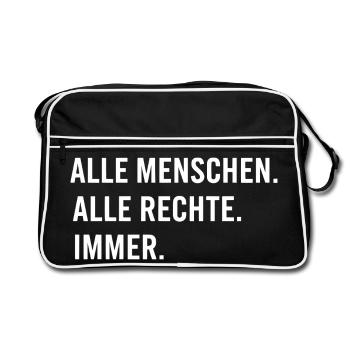 All people. All rights reserved. Always. - Retro Bag - black/white - Front
