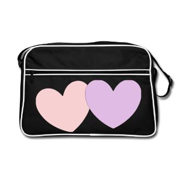 Herz pastell Geschenk Valentinstag - Retro Tasche - Schwarz/Weiß - Vorne