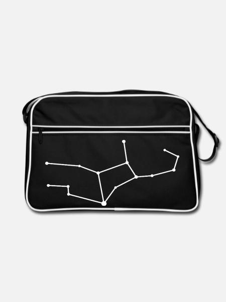 Sternbild Jungfrau Linienarbeit - Retro Tasche - Schwarz/Weiß