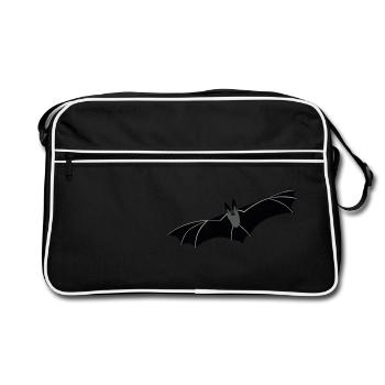 Fledermaus zu Halloween - Süßes oder Saures - Retro Tasche - Schwarz/Weiß - Vorne