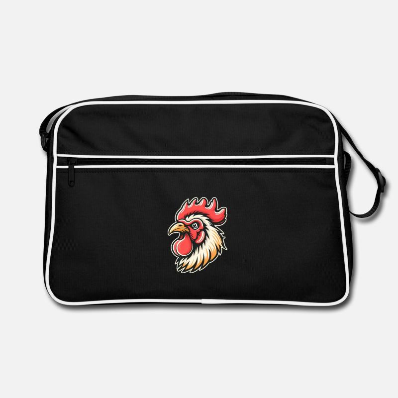 Comic Rooster Head Photorealistic Retro Bag