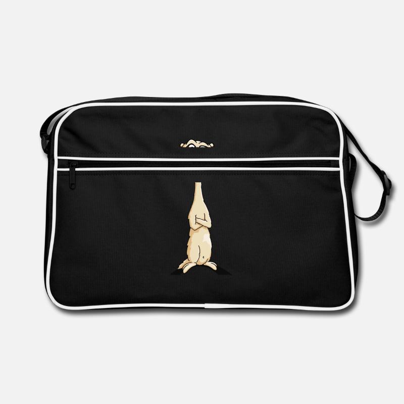 freches Comic Erdmännchen verwegen lässig Geschenk - Retro Tasche - Schwarz/Weiß