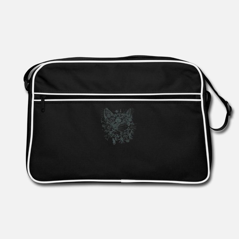 Mandala de style tatouage de chat - Sac Retro - noir/blanc