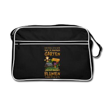 Ich will einfach nur in meinen Garten - Retro Tasche - Schwarz/Weiß - Vorne