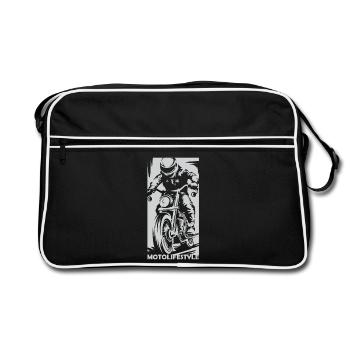 Motorcycle Racing Caferacer Moto Biker Symbol Logo - Retro Bag - black/white - Front
