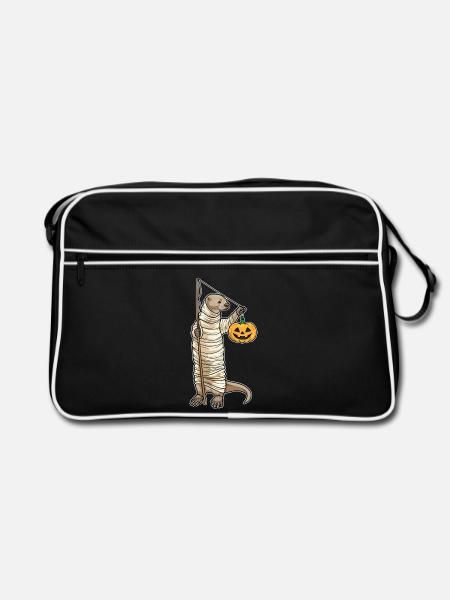 Otter Halloween Fishing - Retro Bag - black/white - Front