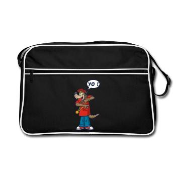 Loup rappeur - Sac Retro - noir/blanc - Devant