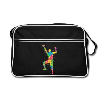 Klettern Berge bunt Kletterer Bouldern - Retro Tasche - Schwarz/Weiß - Vorne