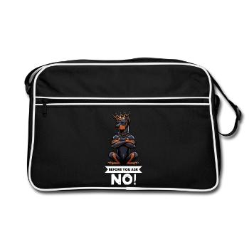 Before You Ask Dobermann Dobermannbesitzer  - Retro Tasche - Schwarz/Weiß - Vorne