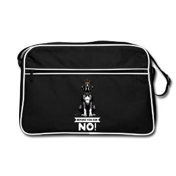 Avant de demander à un grand dogue grand dogue propriétaire de dogue allemand - Sac Retro - noir/blanc - Devant