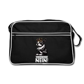 Bevor Du Fragst Boston Boston terrier Bostie Bosti - Retro Tasche - Schwarz/Weiß - Vorne