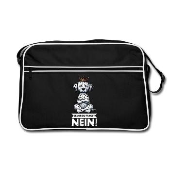 Bevor Du Fragst Nein Dalmatiner Dalmatinerhalter  - Retro Tasche - Schwarz/Weiß - Vorne